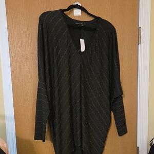 White House Black Market NWT Black & Glitter Knit Tunic Top...med
